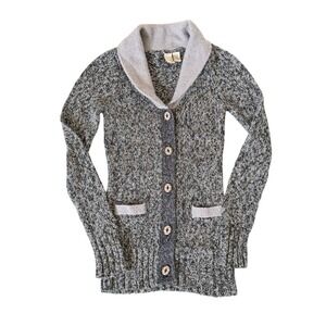 BKE Womens L Gray Marled Knit Shawl Collar Longline Cardigan Rory Gilmore